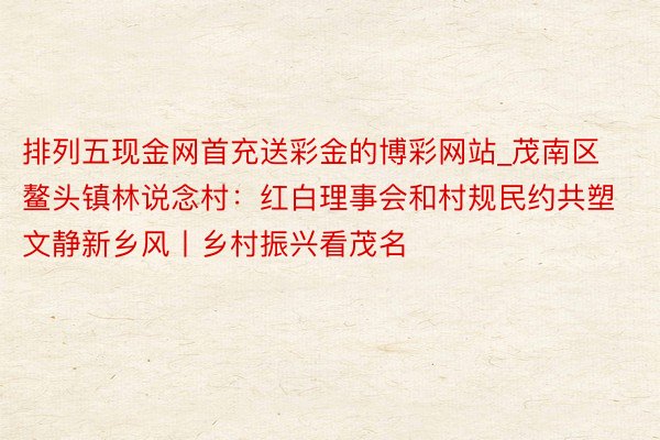 排列五现金网首充送彩金的博彩网站_茂南区鳌头镇林说念村：红白理事会和村规民约共塑文静新乡风丨乡村振兴看茂名