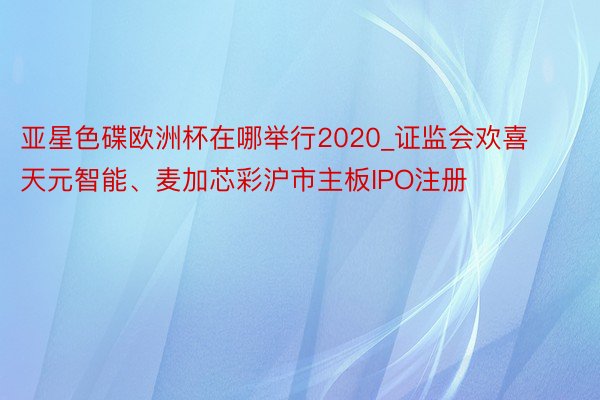 亚星色碟欧洲杯在哪举行2020_证监会欢喜天元智能、麦加芯彩沪市主板IPO注册