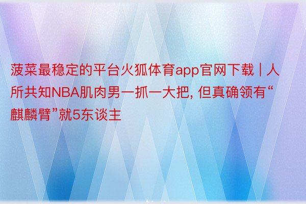 菠菜最稳定的平台火狐体育app官网下载 | 人所共知NBA肌肉男一抓一大把, 但真确领有“麒麟臂”就5东谈主